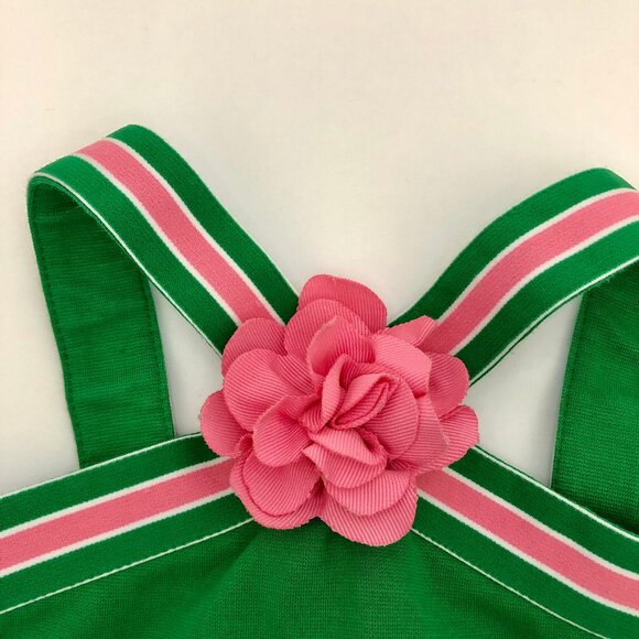 Janie and Jack Girls green halter peplum top pink flower - Picture 5 of 5
